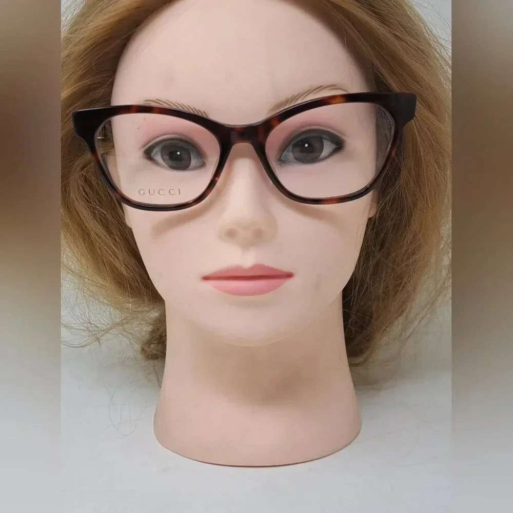 NWT Gucci Women's Eye Glasses  Frames Cat Eye Dark Havana Gold GG0600O 54-18-140 - Picture 3 of 16